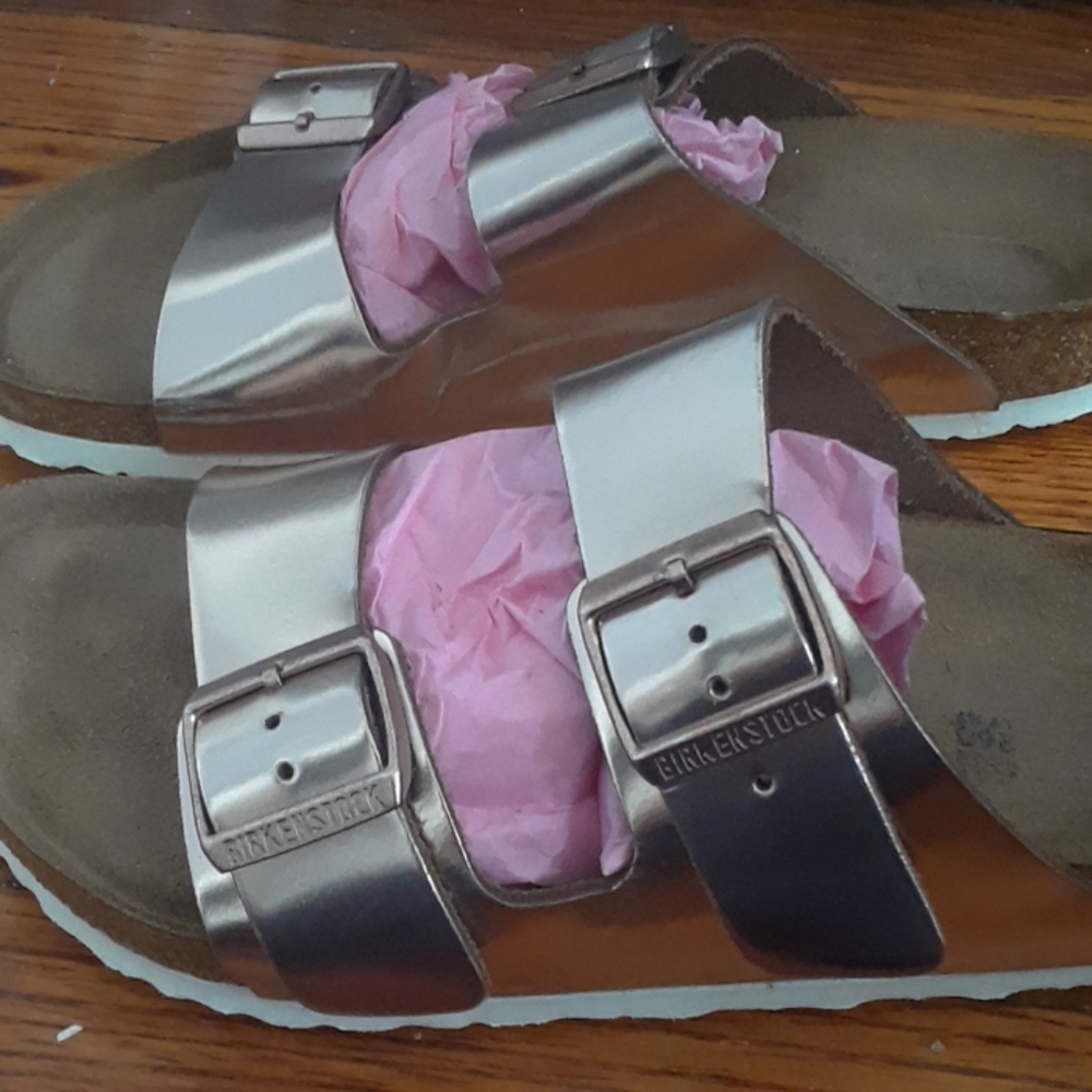 Birkenstock Metallic Copper 9 Regular Soft Footbed